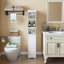 Grande armoire de rangement pour salle de bain avec tablettes réglables, conception mince autoportante à 1 porte pour petits espaces, compartiments anti-basculement et ouverts