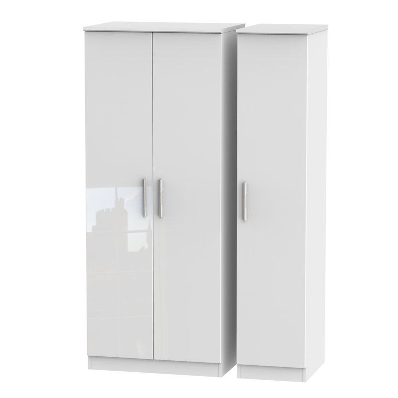 Yvette 3 Door Manufactured Wood Wardrobe, Black, H183 x W111 x D53cm