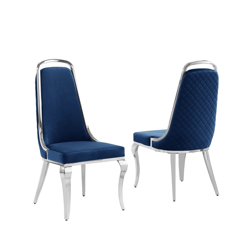Chaise d'appoint Heptinstall, Bleu marin / Argent
