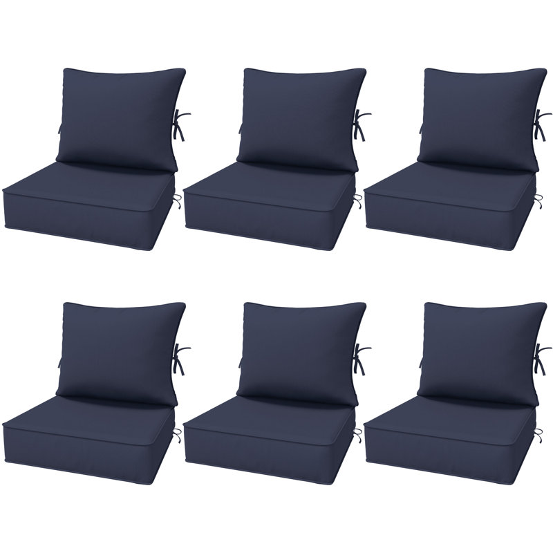 6.5″ Outdoor Replacement Cushion Set, Deep Seating Seat / Back Cushion Set, Navy Blue