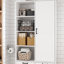 Bathroom linen cabinet with 7 shelves and laundry basket