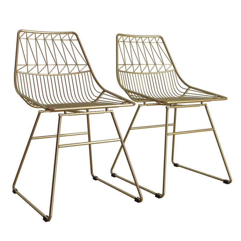 45.72cm H Metal Slat Back Side Chair, Electroplated Gold