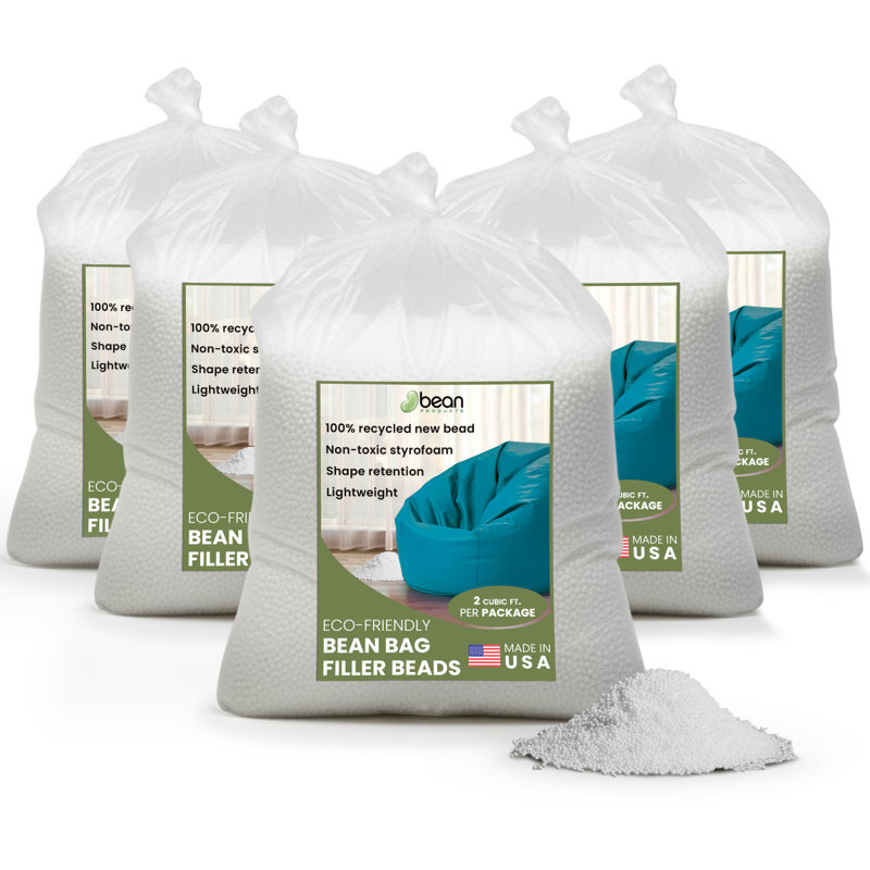 Bean Bag Refill Beads - 100% Recycled New Polystyrene Filler Beads for Lasting Support - Versatile Filling for DIY Projects