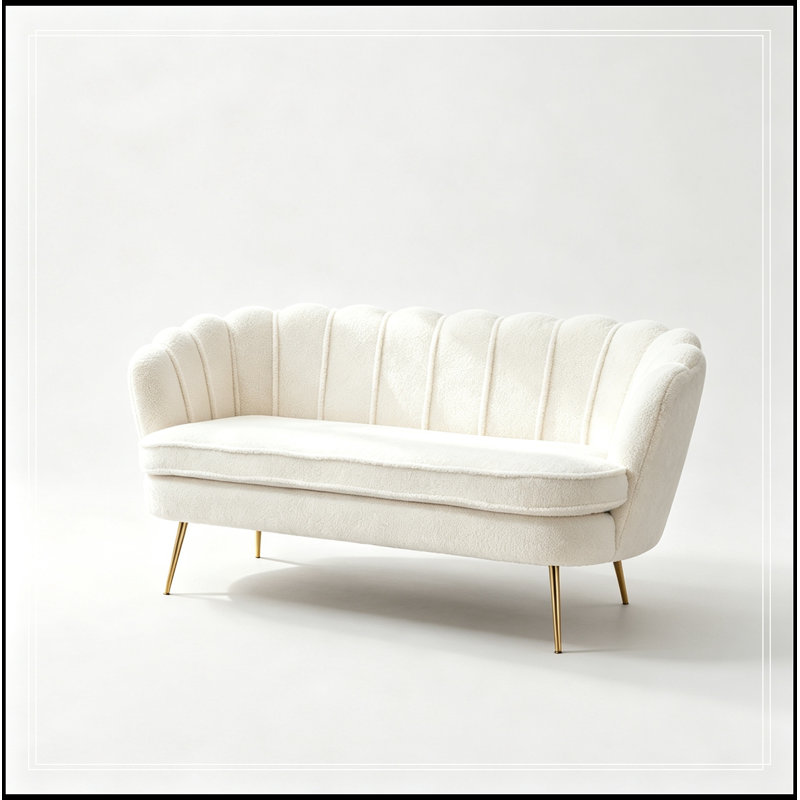 Causeuse avec pieds robustes en métal, Beige
