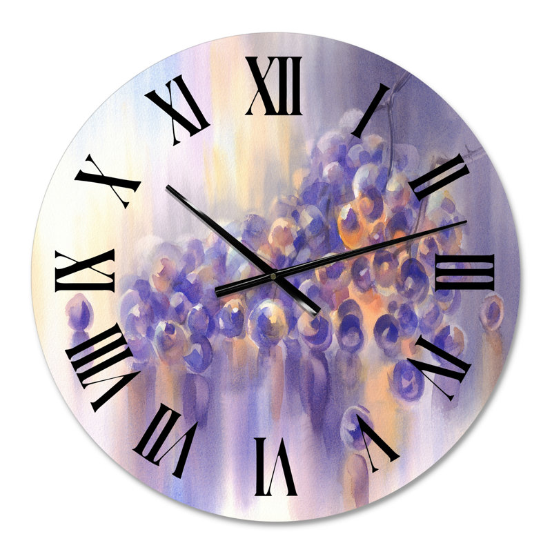 Impression peinte d'une grappe de raisins mauves - Horloge murale traditionnelle, Petit