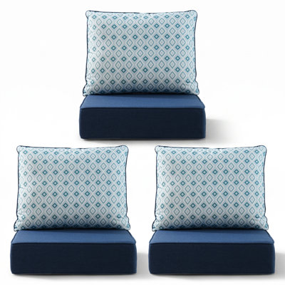 Coussins d'extérieur épais de 6 po 22 po x 24 po x 6 po, coussins d'extérieur réversibles à assise profonde, coussin de remplacement épais protégé contre les rayons UV pour meubles de patio pivotants en rotin d'osier