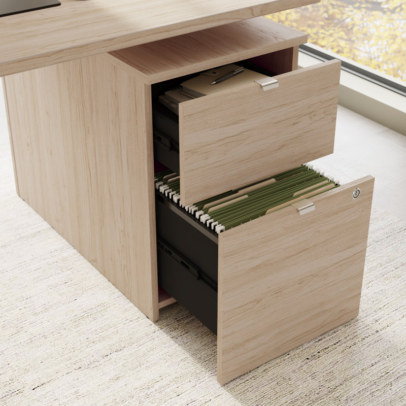 Bush Business Furniture Stratus 72W X 78D Height Adjustable L Shaped Standing Desk With File Cabinet - Reversible