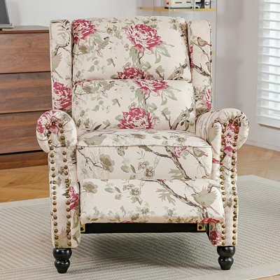 87.5 cm Wide Linen Glider Wing Chair Recliner