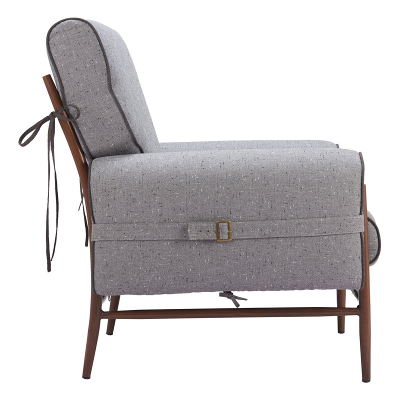 Gray Polyester and Metal Contemporary Accent Chair