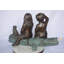 Statue en bronze «Young Children And Dog On A Log» - Taille: L 40 po x l 16 po x H 24 po.