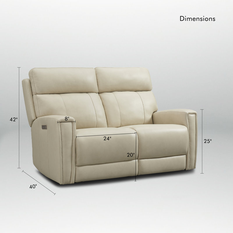 Causeuse inclinable en cuir véritable Rumalda avec gravité zéro, ports USB / USB-C et appui-tête réglable, Beige