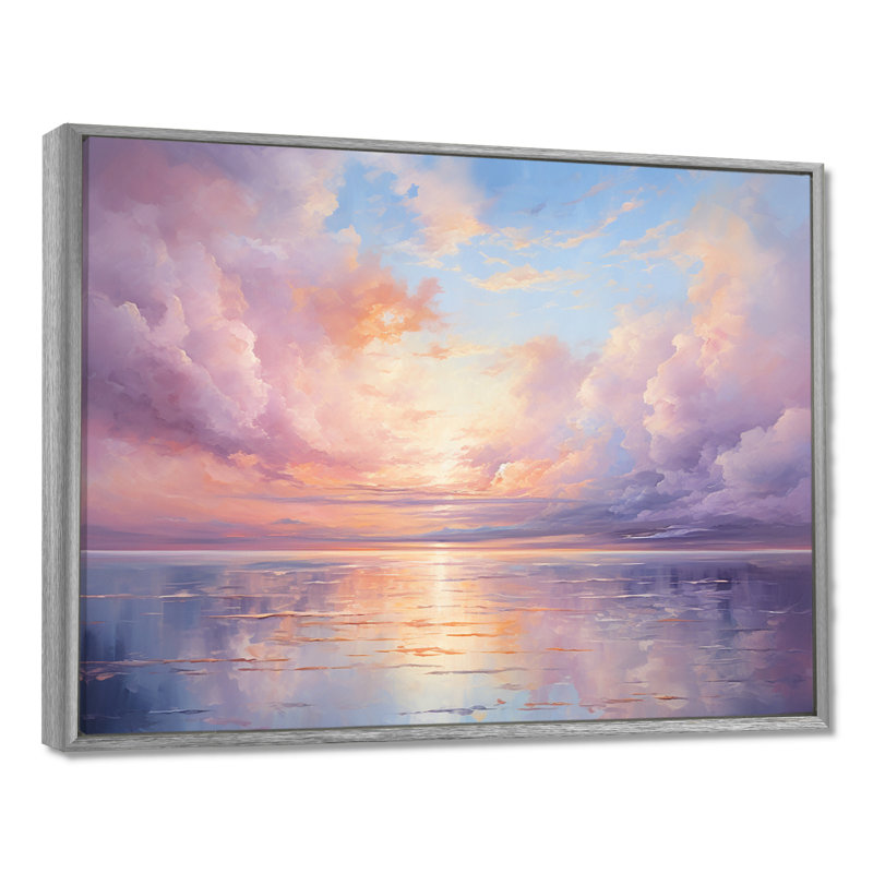«Sunset Cotton Candy Skies II», impressions sur toile, H 24 po x l 32 po, Encadrement argenté