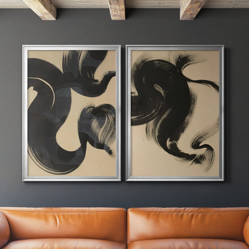 Toile encadrée de qualité supérieure «Sea change I» - prête à être accrochée, H 42,5 po x l 61 po x P 1,25 po, Argent