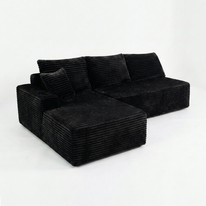 Canapé modulaire en L 95,6 po, Noir