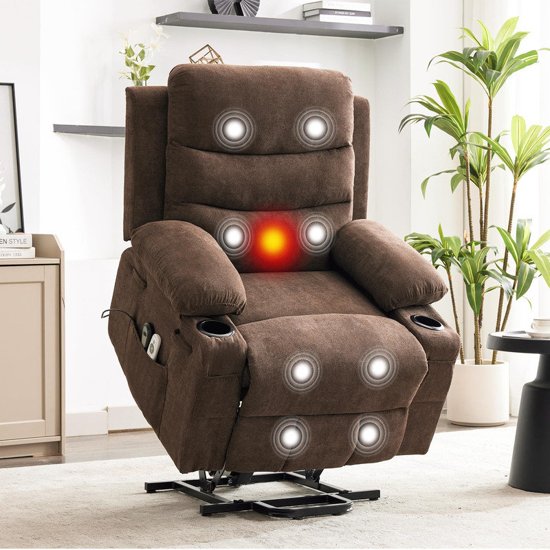 Fauteuil inclinable électrique surdimensionné avec massage et chaleur - siège large, soutien robuste, confort quotidien