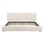 King Size Upholstered Platform Bed With Thick Linen Headboard And Footboard, Beige, No Box Spring Needed