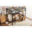 Lit mezzanine double avec bureau et tiroirs de rangement en tissu non tissé, structure de lit mezzanine en métal avec échelles