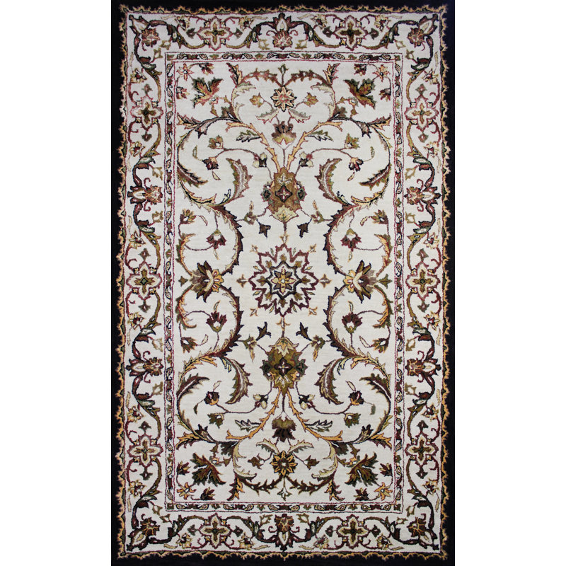 Tapis décoratif de Ivoire en laine Touffeté à la main de style oriental 5 pi x 8 pi modbury