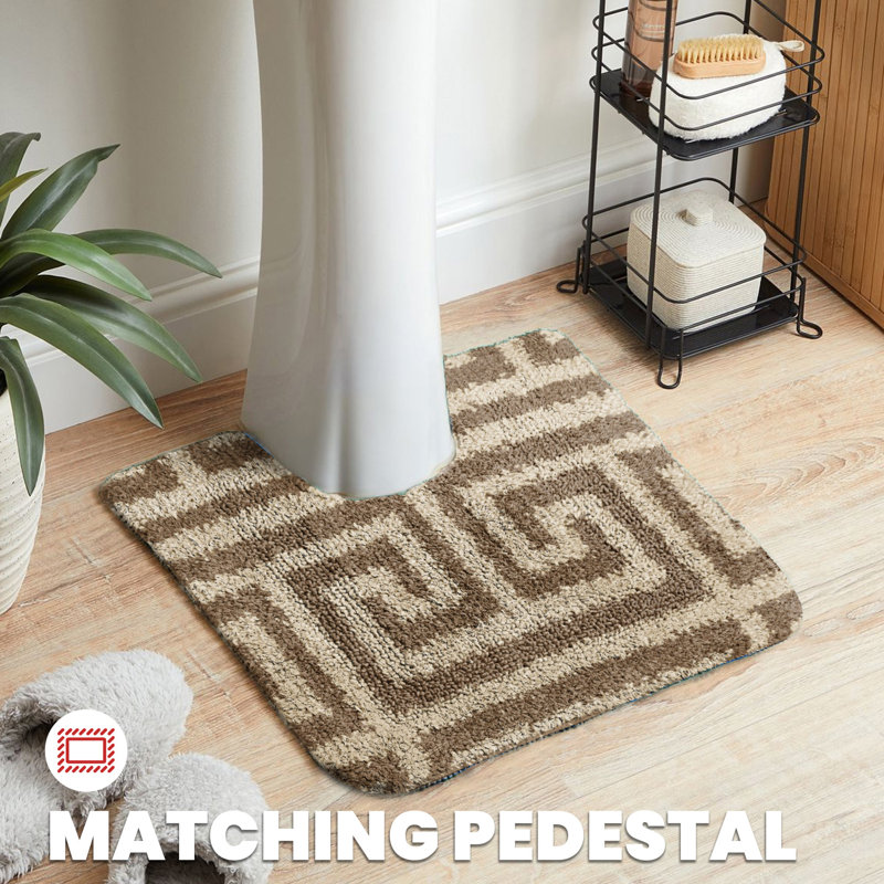 Akinori Polypropylene Plastic Non-Slip Bath Mat, Latte