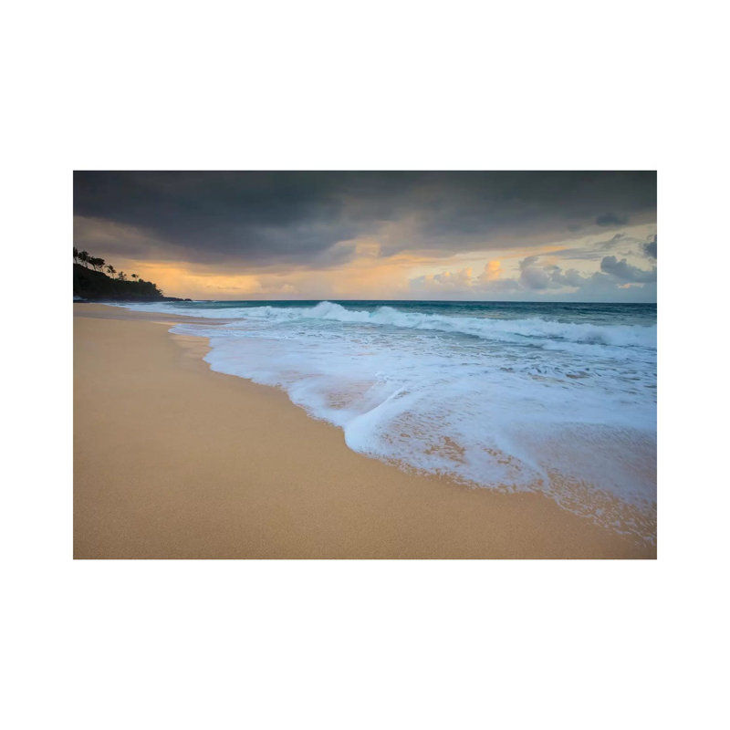 USA, Hawaii, Kauai. Cloudy Morning At Secret Beach. by Jaynes Gallery - Wrapped Canvas Print