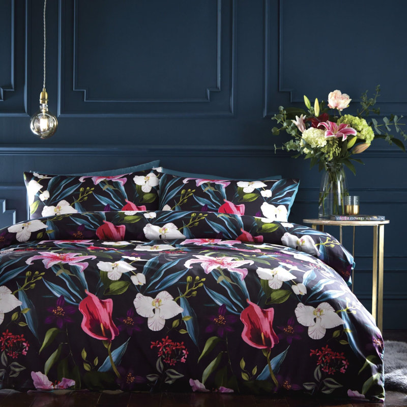 Lily Tropics Multi Duvet Cover Set Polyester Floral Duvet Cover with Pillowcases, Super King Duvet Cover + 2 Pillowcases