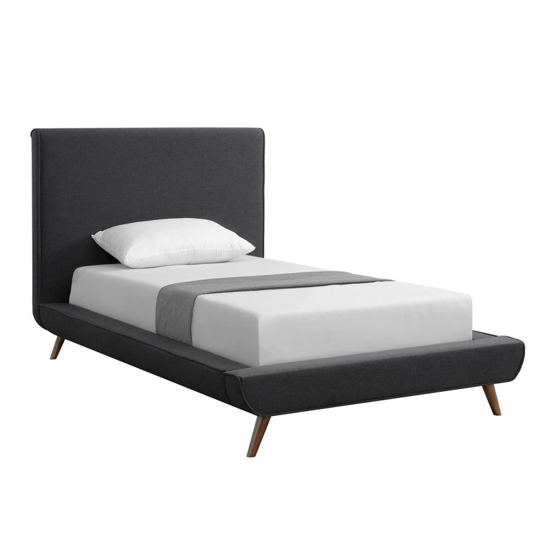 Lit simple revêtu de lin gris anthracite Charcoal