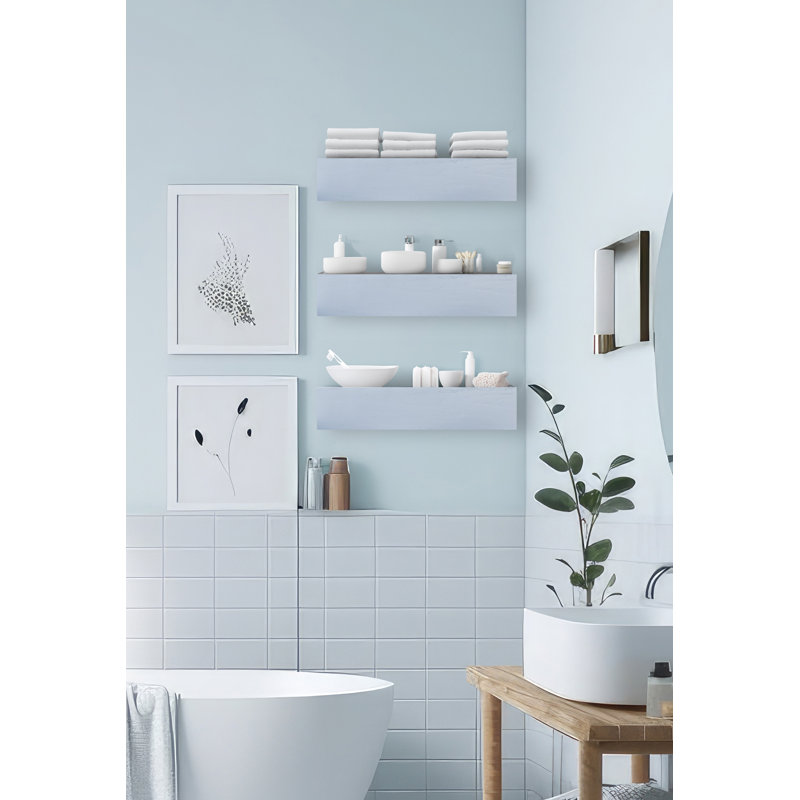 Ensemble de 3 tablettes flottantes Rayne, Gris, H 5 po x l 12 po x P 7 po