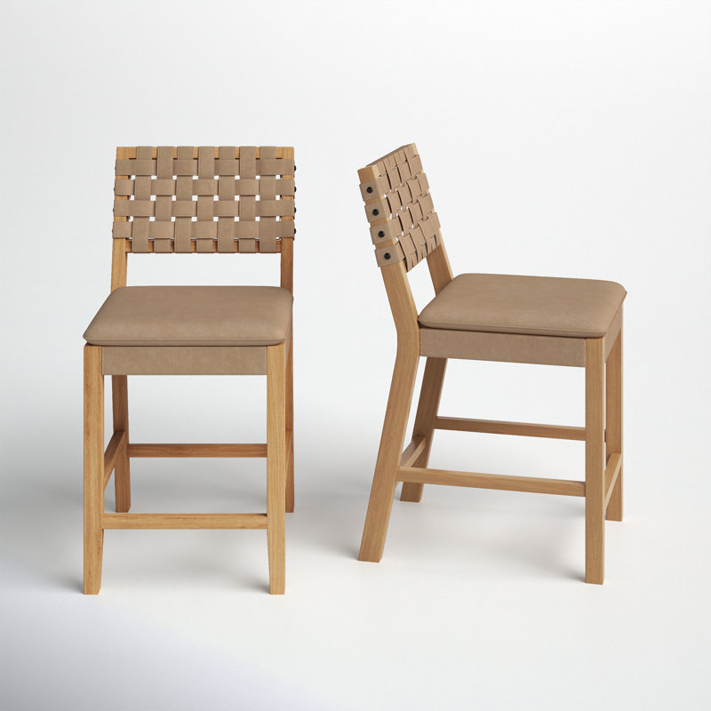 Arleatha Upholstered 24'' Counter Stool with Solid Wood Frame