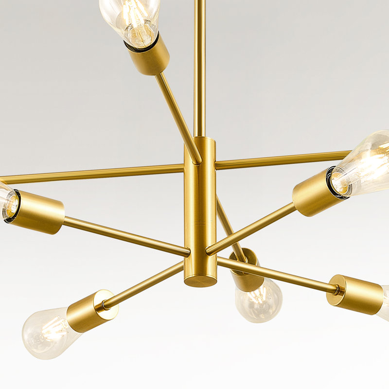 Lustre spoutnik moderne 8 lumières pour la salle à manger 4 hauteurs, Doré