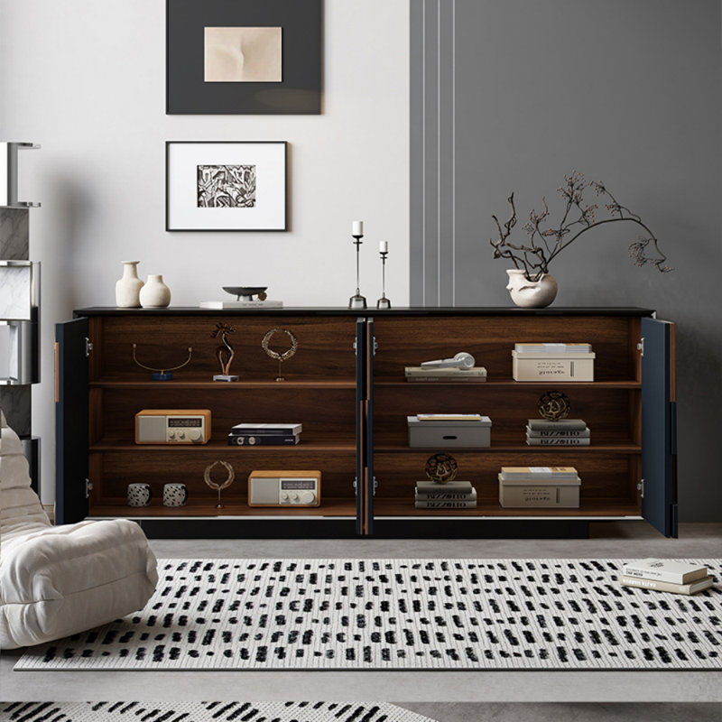 Buffet noir sur pied haut de gamme, H 35,43 po x l 70,87 po x P 15,75 po