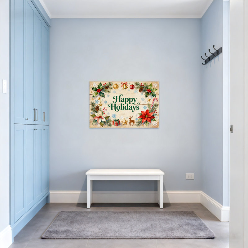 Couronne de Noël festive avec décorations, H 12 po x l 18 po