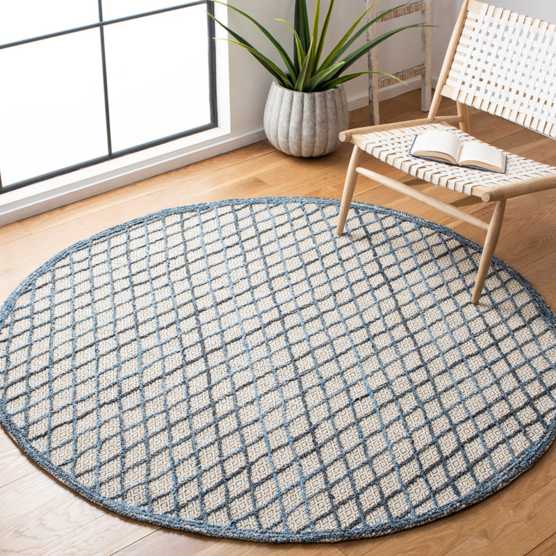 Tapis gris touffeté à la main Goodell, Rond 6 pi