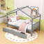 Lit simple en bois avec 2 tiroirs et garde-corps-2079343735