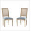 Ensemble de 2 chaises de salle à manger de style champêtre français avec dossier élégant en canne, sièges rembourrés, pieds cannelés, finition rustique et structure en bois d'hévéa massif pour la cuisine et les salles à manger rétro