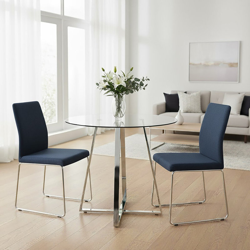 Round Glass Top Metal Base Dining Table