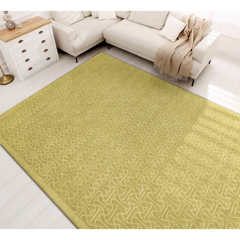 Hand Knotted Area Rug in Mustard, Rectangle 8' x 10'