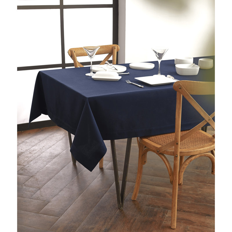 Dru Cotton Linen Plain Tablecloth, Navy, 120" x 60"
