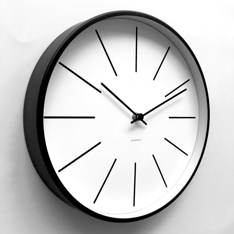 Avdi Metal Wall Clock, White/Satin Black Steel