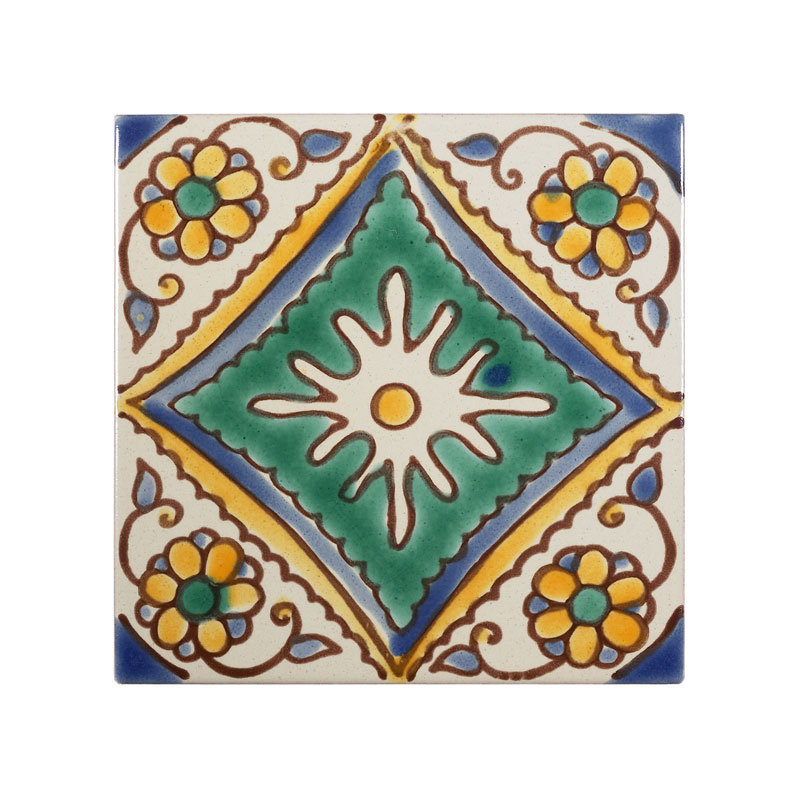 Mediterranean Hand-Painted Ceramic Wall Tile Set, 4x4, Multicolor
