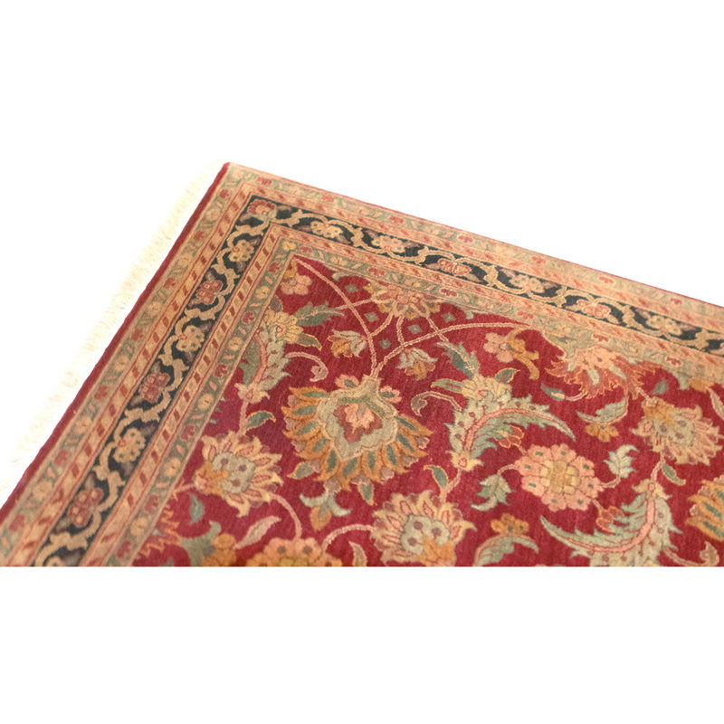 Hand Knotted Wool Oriental Area Rug in Red And Black