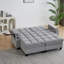 Canapé gris clair, canapé-lit avec dossier réglable à 6 positions, ports USB, porte-gobelet et table d'appoint pivotante