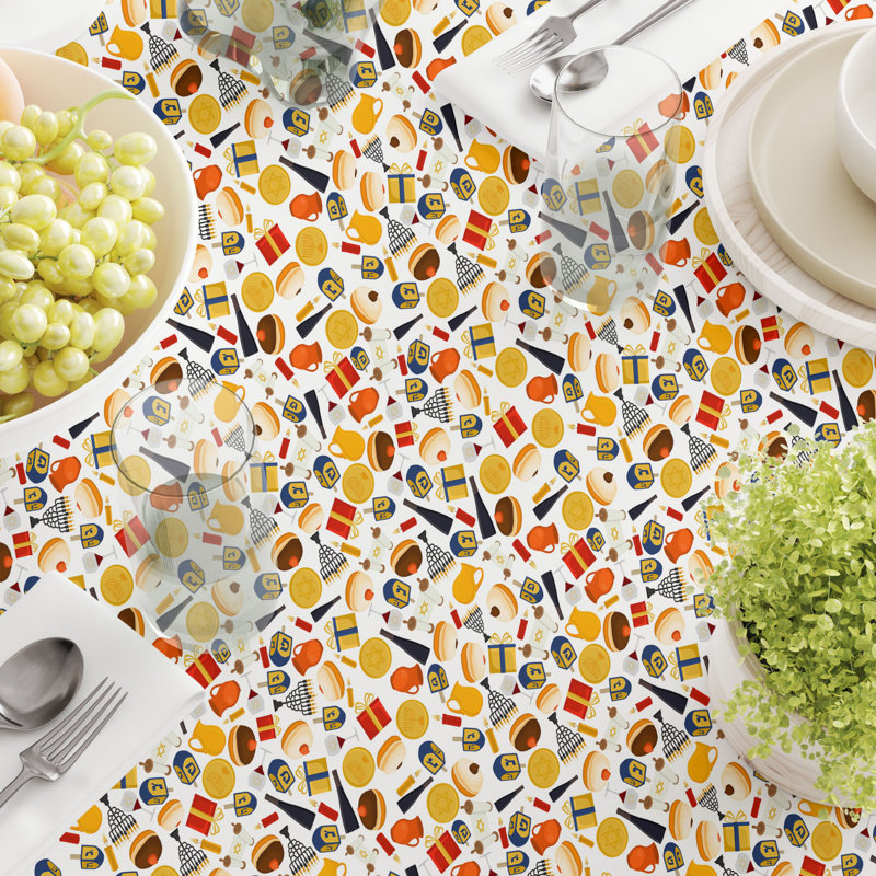Geometric Hanukkah Tablecloth, 60" x 60", Hanukkah Celebration Essentials