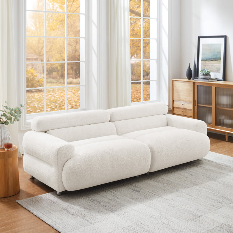 Canapé rembourré 89,37 po Boucle, Blanc