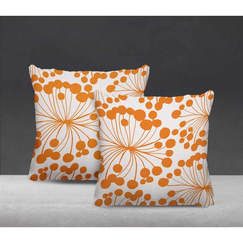 Housse et insert de coussin décoratif intérieur / extérieur en mélange de polyester, L 17 po x H 17 po, Orange