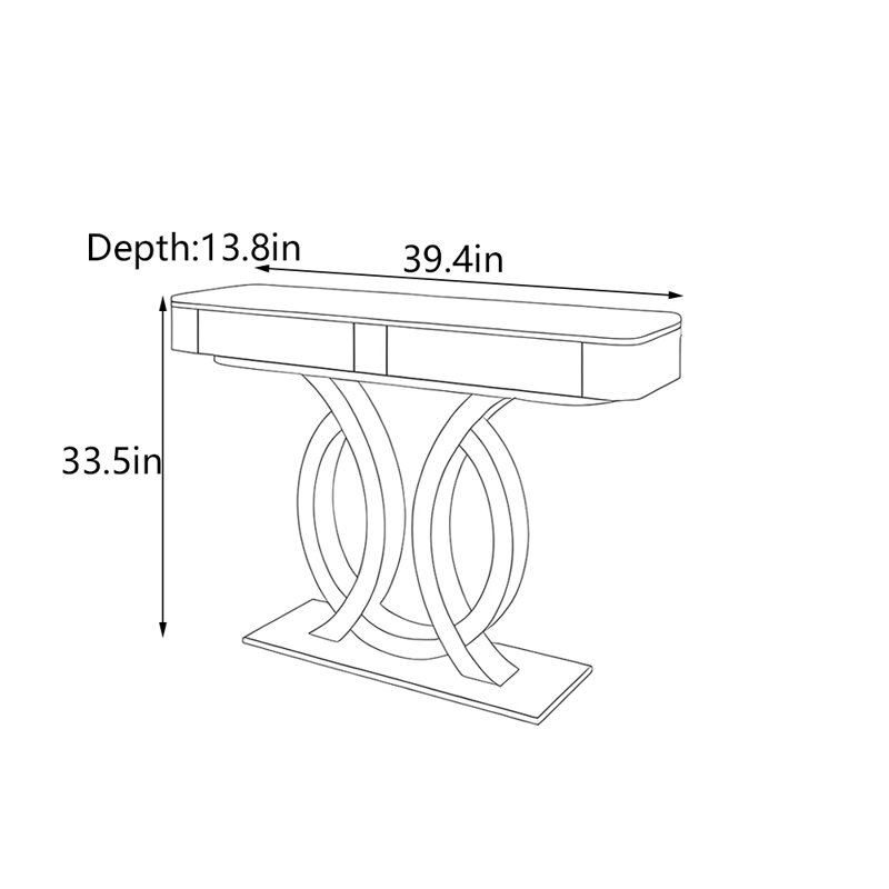 Console Italian Luxury, H 33,5 po x l 39,4 po x P 13,8 po, Doré