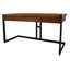 Bureau double 60 po en bois d'acacia brun et noir avec trois tiroirs