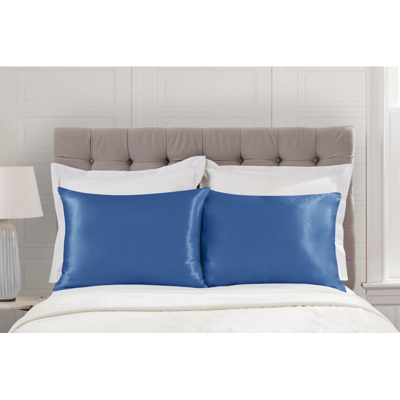 Ivory Satin and Silk Standard Pillowcase Set with Zipper