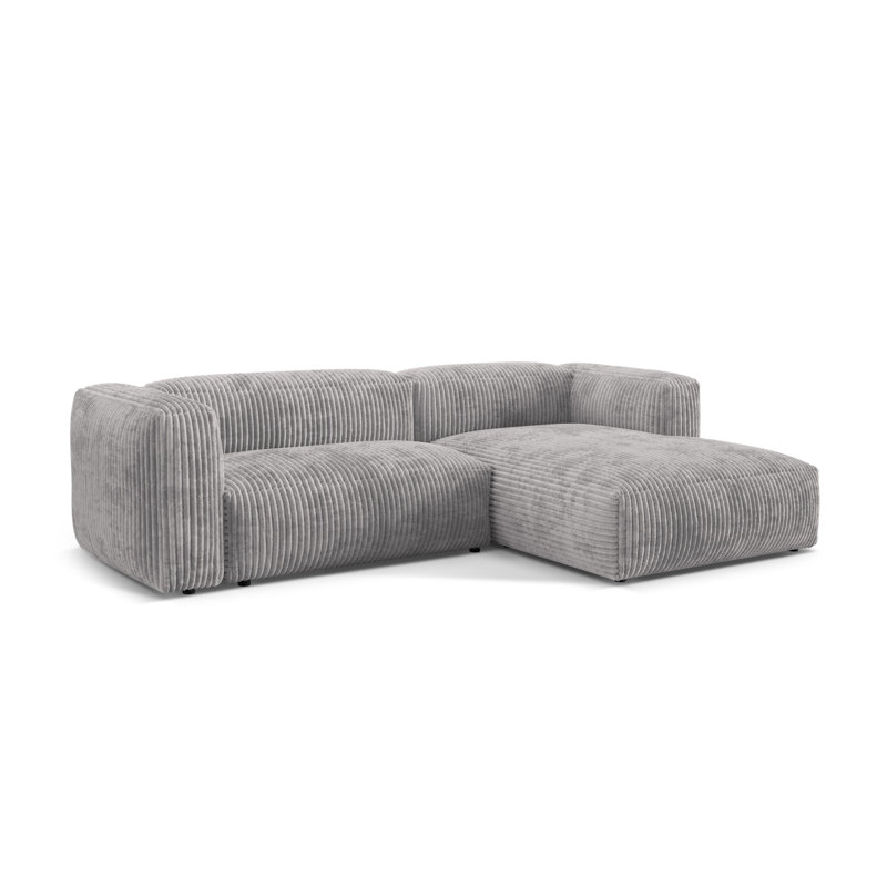 Betsayda 2 Seater Corduroy Corner Sofa , Light Grey