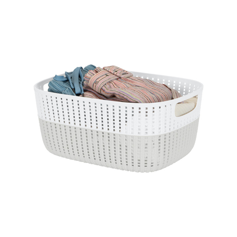 Simplify Polypropylene Decorative Basket, 4.8" H x 7" W x 9.4" D, Ivory, 4