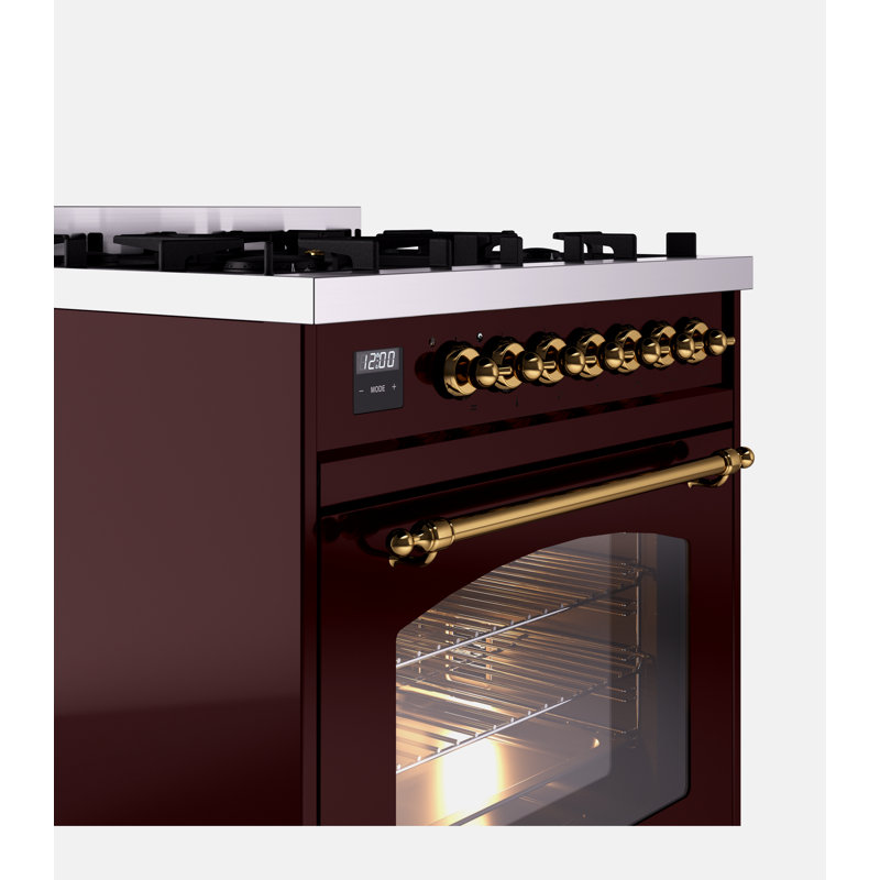 ILVE Nostalgie II 30 in Induction Range, Burgundy/Brass